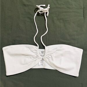 Aritzia Sunday Best White Ruched Bandeau Top – Size M – Halter Tie